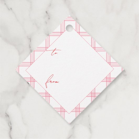 Plaid Holiday Gift Labels - Hot Pink & Red (Achterkant)