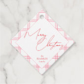Plaid Holiday Gift Labels - Hot Pink & Red (Voorkant)