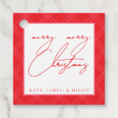 Plaid Holiday Gift Labels - Rood & Hot Pink (Voorkant)