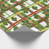 Plaid Holly Christmas Cadeaupapier (Hoek)