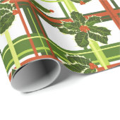 Plaid Holly Christmas Cadeaupapier (Rol Hoek)