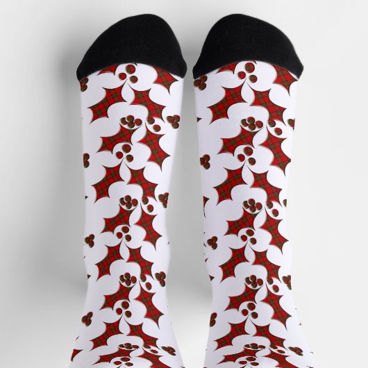 Plaid Holly en bessen Kerstmis Sokken (Top)