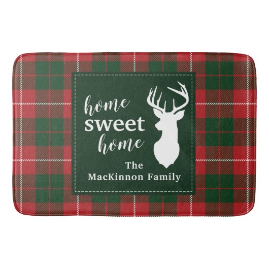 Plaid Home Lief Familie Kerstmis MacKinnon Tartan Badmat (Voorkant)