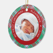Plaid I Baby's eerste kerstfoto Keramisch Ornament (Links)