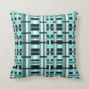 Plaid in Aqua, Wintertaling, Zwarte & Wit Kussen