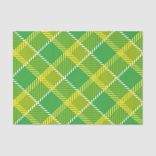 Plaid in geel en groen geometrisch patroon tissuepapier (Voorkant)