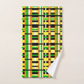 Plaid in Green, Orange & Yellow Modern Pattern Bad Handdoek (Handdoek)
