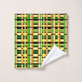 Plaid in Green, Orange & Yellow Modern Pattern Bad Handdoek (Wasdoekje)