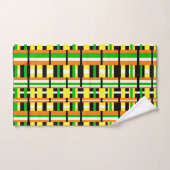 Plaid in Green, Orange & Yellow Modern Pattern Bad Handdoek (Handdoek)