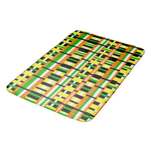 Plaid in Green, Orange & Yellow Modern Pattern Badmat