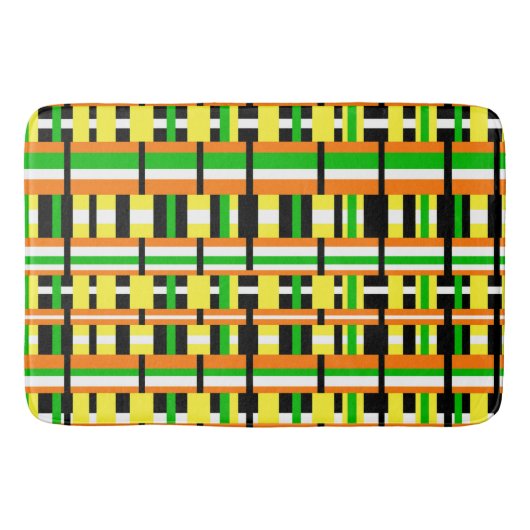 Plaid in Green, Orange & Yellow Modern Pattern Badmat (Voorkant)