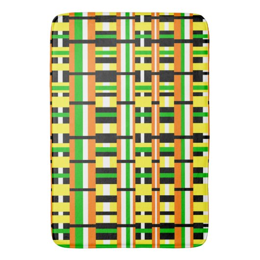 Plaid in Green, Orange & Yellow Modern Pattern Badmat (Voorkant Verticaal)