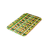 Plaid in Green, Orange & Yellow Modern Pattern Badmat (Gekanteld)