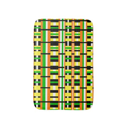 Plaid in Green, Orange & Yellow Modern Pattern Badmat (Voorkant Verticaal)