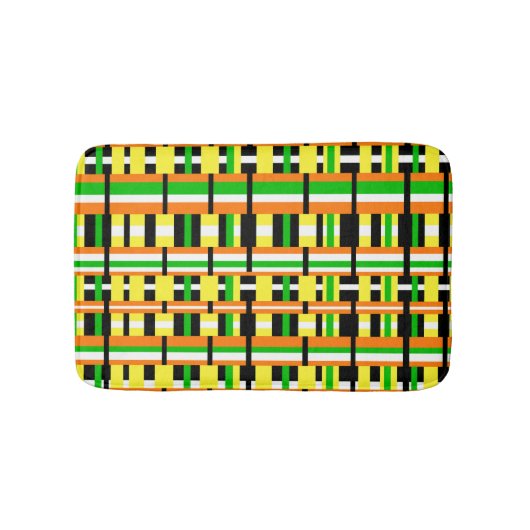 Plaid in Green, Orange & Yellow Modern Pattern Badmat (Voorkant)
