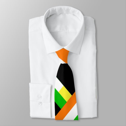 Plaid in Green, Orange & Yellow Modern Pattern Stropdas (Gebonden)