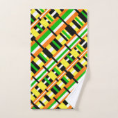 Plaid in Groen, Sinaasappel & Geel Modern Diagonal Bad Handdoek (Handdoek)
