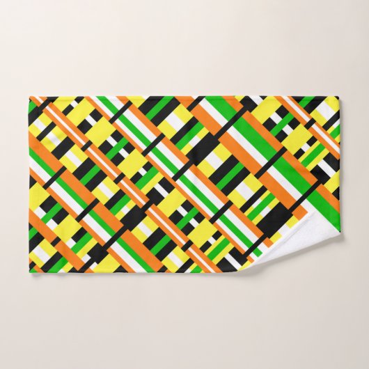 Plaid in Groen, Sinaasappel & Geel Modern Diagonal Bad Handdoek (Handdoek)