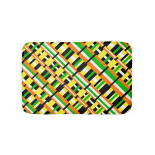 Plaid in Groen, Sinaasappel & Geel Modern Diagonal Badmat