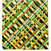 Plaid in Groen, Sinaasappel & Geel Modern Diagonal Douchegordijn (Voorkant)