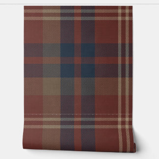 Plaid in Ruby Red and Navy Blue Behang