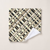 Plaid in Taupe, Tan, Zwart, Wit Modern Diagonal Bad Handdoek (Wasdoekje)
