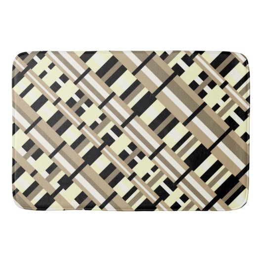 Plaid in Taupe, Tan, Zwart, Wit Modern Diagonal Badmat (Voorkant)