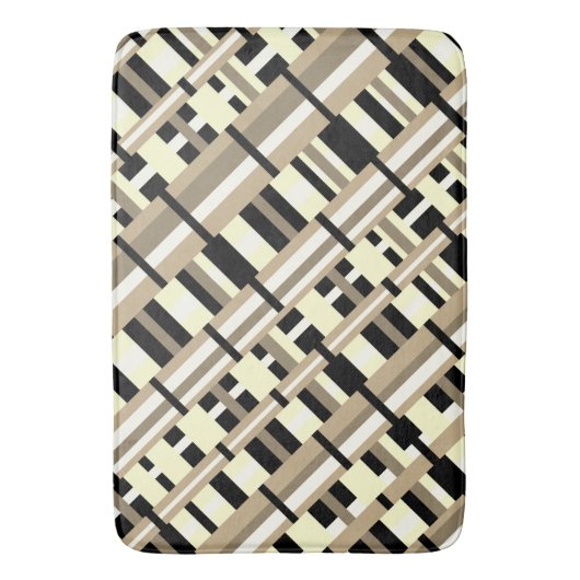 Plaid in Taupe, Tan, Zwart, Wit Modern Diagonal Badmat (Voorkant Verticaal)