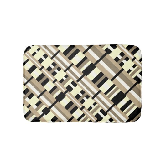Plaid in Taupe, Tan, Zwart, Wit Modern Diagonal Badmat (Voorkant)