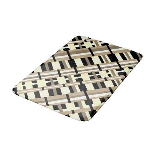 Plaid in Taupe, Tan, Zwart, Wit Modern Diagonal Badmat (Gekanteld)