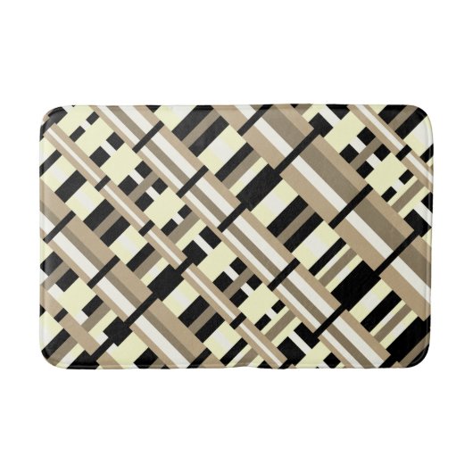 Plaid in Taupe, Tan, Zwart, Wit Modern Diagonal Badmat (Voorkant)