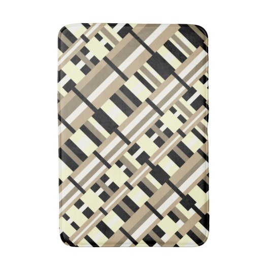 Plaid in Taupe, Tan, Zwart, Wit Modern Diagonal Badmat (Voorkant Verticaal)