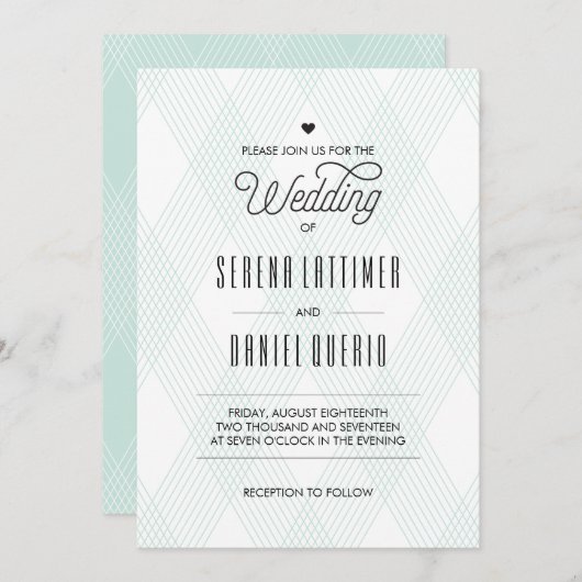 Plaid-ish moderne bruiloft uitnodigingen (Voorkant / Achterkant)
