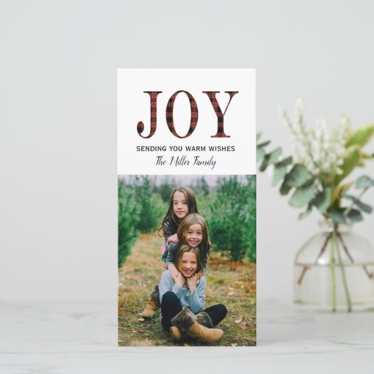 Plaid Joy Vakantiefotokaarten (4x8) Feestdagenkaart (Staand voorkant)