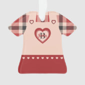Plaid Jurk Roze Pinafore Figurine Gepersonaliseerd Ornament (voorkant)