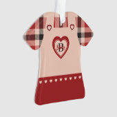 Plaid Jurk Roze Pinafore Figurine Gepersonaliseerd Ornament (voorkant)