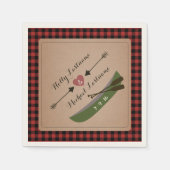 Plaid kano + hart met pijlen rustieke bruiloft servetten (Voorkant)