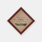 Plaid kano + hart met pijlen rustieke bruiloft servetten (Hoek)