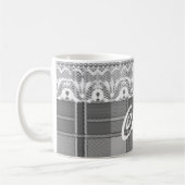 Plaid kant zwart wit grijs schattig koffiemok (Links)