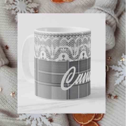 Plaid kant zwart wit grijs schattig koffiemok