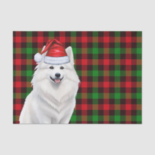 Plaid Kerst Amerikaanse Eskimo Dog Holiday Tissuepapier
