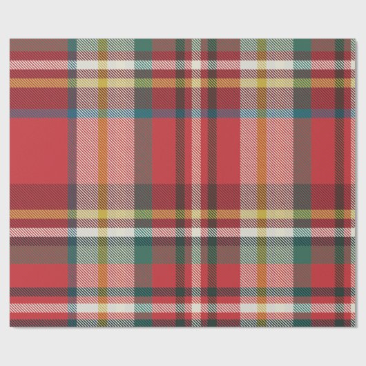 Plaid Kerst Feestdagen Rood en Groen Rustiek Cadeaupapier (Vlak)