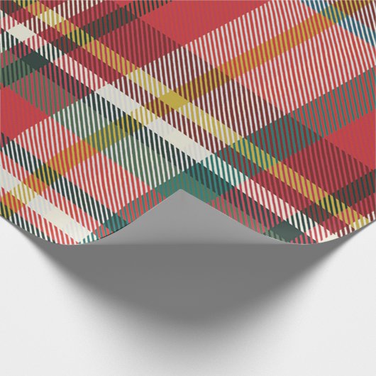 Plaid Kerst Feestdagen Rood en Groen Rustiek Cadeaupapier (Hoek)