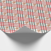 Plaid Kerst Gingerbread Rood Groen Cadeaupapier (Hoek)
