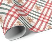Plaid Kerst Gingerbread Rood Groen Cadeaupapier (Rol Hoek)