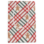 Plaid Kerst Gingerbread Rood Groen Medium Cadeauzakje (Voorkant)
