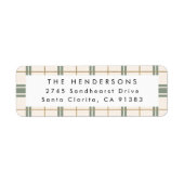 Plaid kerst retouradreslabel etiket (Voorkant)