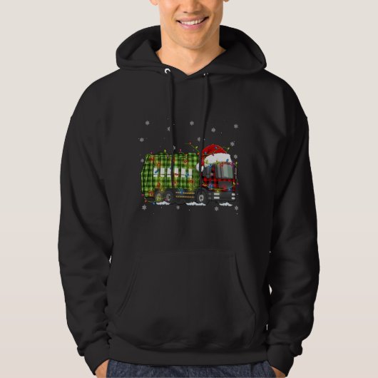 Plaid Kerst Vuilniswagen Pyjama Hoodie (Voorkant)