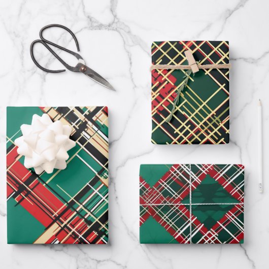 Plaid Kerst Xmas Gift Wrapping Paper Rolls (Voorkant)