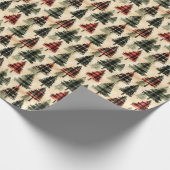 Plaid kerstbomen op Beige Cadeaupapier (Hoek)